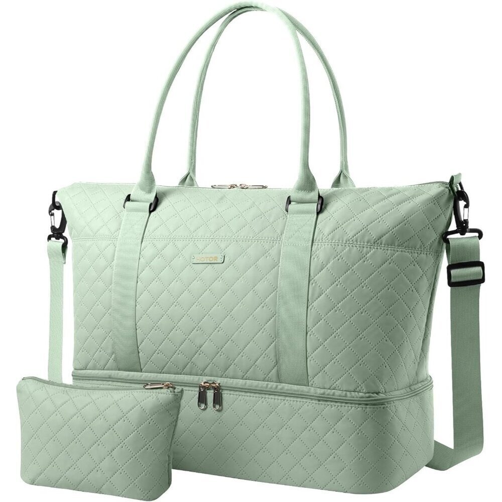 Hotor Women Green Large Overnight with Shoe Compartment Travel Duffel Bag